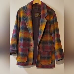 Vintage Wool Express Multicolored Plaid Blazer